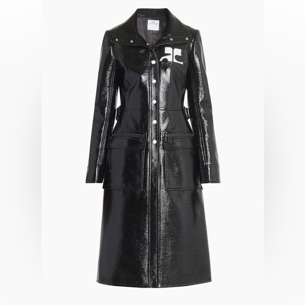 Glossy Black Trench Coat